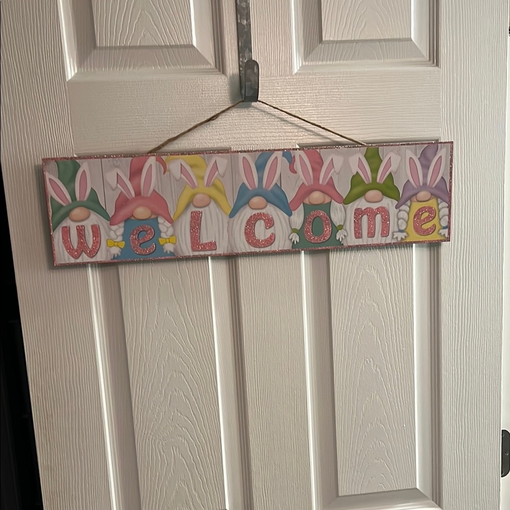 Colorful Bunny Welcome Sign